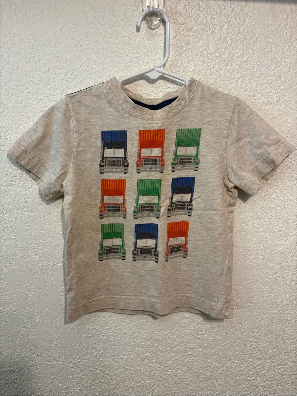Hanna Andersson Cotton Heathered Oatmeal Truck Short Sleeve Shirt